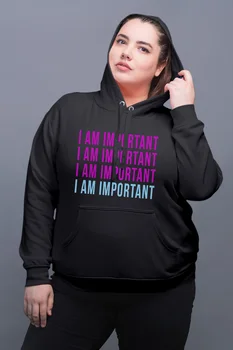 

Angemiel Wear Im Important Ben Treated Black Women Hooded Sweatshirt