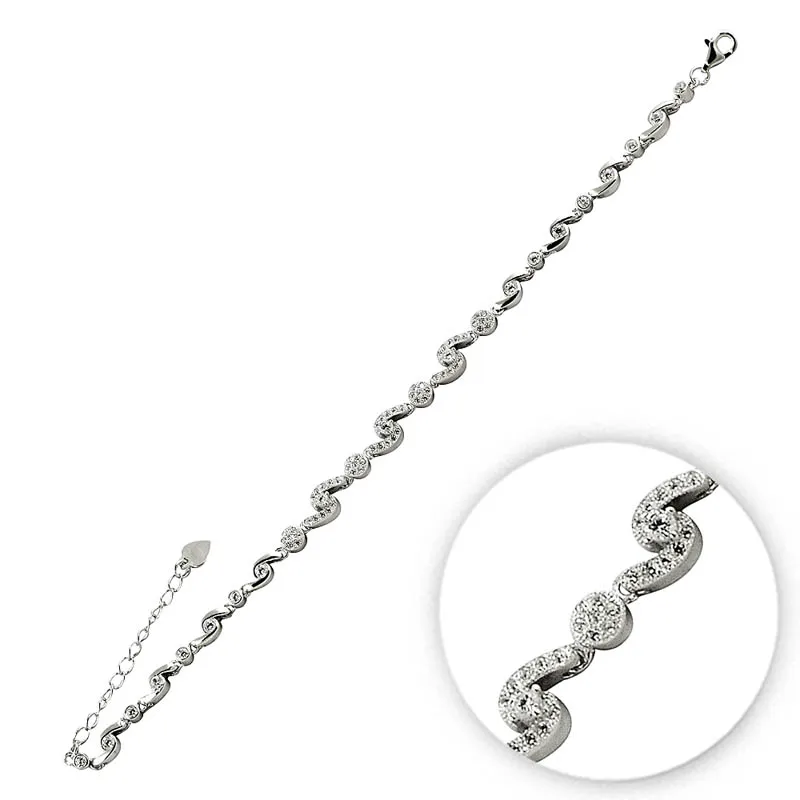 Серебряный 925 пробы браслет с цирконием