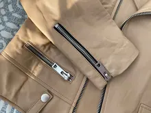 Biker Jacket Coat Motorcycle Sheep-Leather Real-Sheepskin Women Rivet Spring Fashion