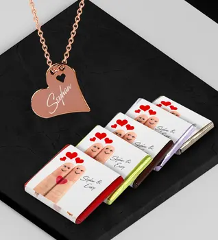 

Personalized Valentine Rose Heart Necklace If You Would to the Tune of Chocolate Set - 84