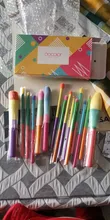 Docolor-brochas de maquillaje profesionales, 15 Uds., para base en polvo, sombra de ojos, pelo sintético, coloridas