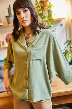 

Ola Women Coat Collar Temporary Shed Draped Shirt GML-19000597