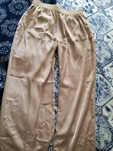 Pantalones de pierna ancha de satén para mujer, pantalón informal, holgado, de cintura alta, liso, Coreano elegante, para verano