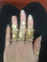 Tocona 15 unids/set, Virgen María Anillos de oro para mujer corazón manos de Fátima Anillos Cruz hoja geométrica Kольцо de joyería 7056