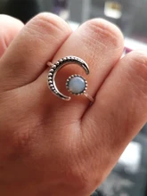 Anillo ajustable abierto de piedra lunar para mujer, de Color plata sortija de compromiso, Circonia cúbica, zirconia, circonita, zirconita, Estilo Vintage