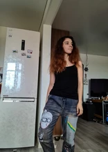 Pantalones vaqueros de tela vaquera estampada con flores para mujer, vaqueros de cintura alta con bolsillos para mamá, Vaqueros rectos ajustados, ropa femenina informal de verano