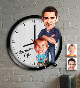 

Father's Day Custom Father Son Cartoon Wooden Wall Clock-8