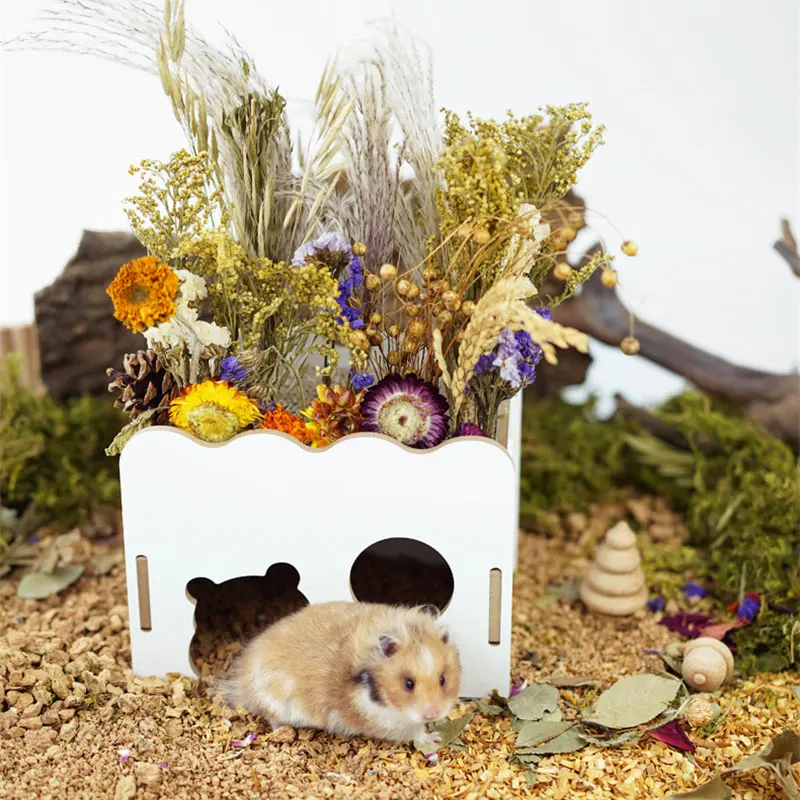 Pet Hamster House Removable Roof Small Animal Hideout Bed Nest Cage for Guinea Pig Dwarf Mouse