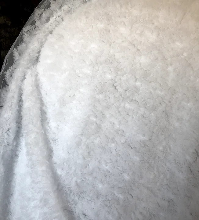 Pure white La Belleza черный/зеленый/розовый/темно-синий/темно-красный 3D сетка вечернее/шоу/сцена/свадебное платье кружевная ткань для женского платья 1 ярд - Цвет: Pure white