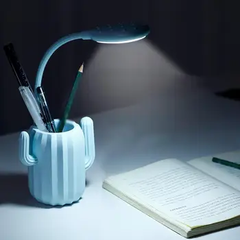 Dimmable Touch Sensor LED Table lamp Cactus USB Rechargeable Desk lamp Reading Book lights Night light With pen holder organizer 2016 creative pyramid led night light lamp ac 100 240v 4w usb rechargeable led desk light touch dimmable table lamp