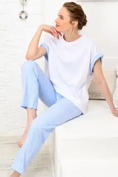 

Trend Alacati Style Women Lilac Striped Sleepwear Suit ALC-X4068
