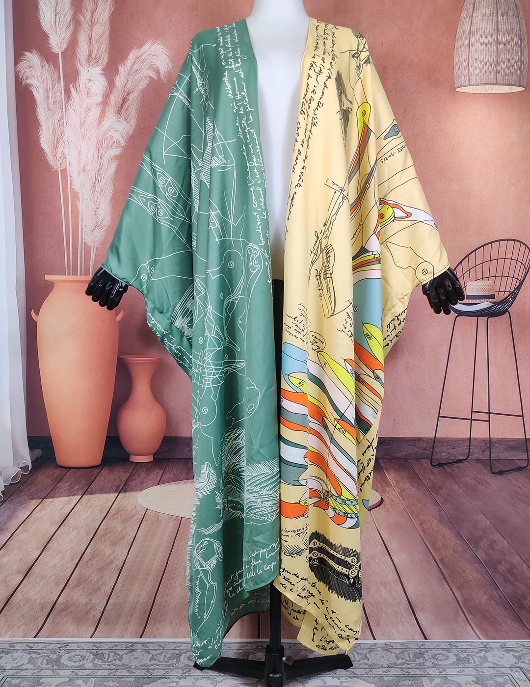 Bohemian 2022  Open Caftan Silk Kimono Long Silk Caftan Women's Silk Kaftan Resort Wear Beach Cover up Kuwait Fashion Komonos