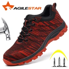 Защитная обувь со стальным носком, Рабочая обувь для мужчин, стройка, уличная, анти разбивающаяся, дышащая, спортивный стиль, светильник, кроссовки