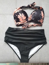 Bikini Big Swimsuits Swimwear Floral Vintage High-Waist Plus-Size Women Female Sexy S-3XL