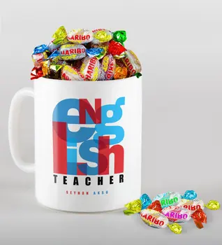 

Personalized English Teacher Mug and Haribo Candy Gift Seti-10