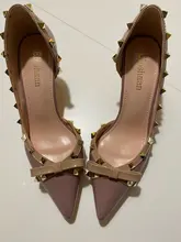 Zapatos de tacón alto con remaches y nudo de mariposa para mujer, tacones finos, stiletto, para boda, Otoño, 2020