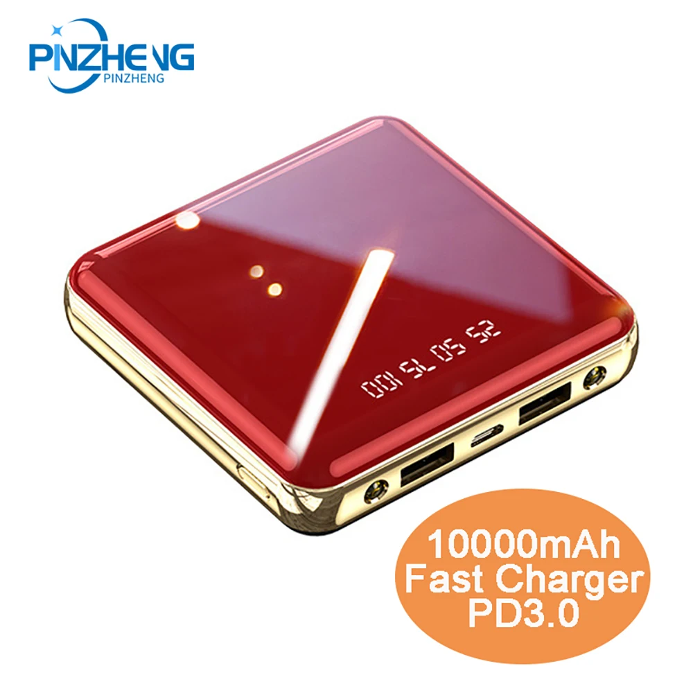 

PINZHENG 10000mAh Mini Power Bank For iPhone Xiaomi Fast Charger Portable Charger LED Power Bank External Battery Pack Powerbank