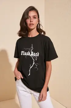 

Trendyol Printed Boyfriend Knitted T-Shirt TWOSS20TS0743
