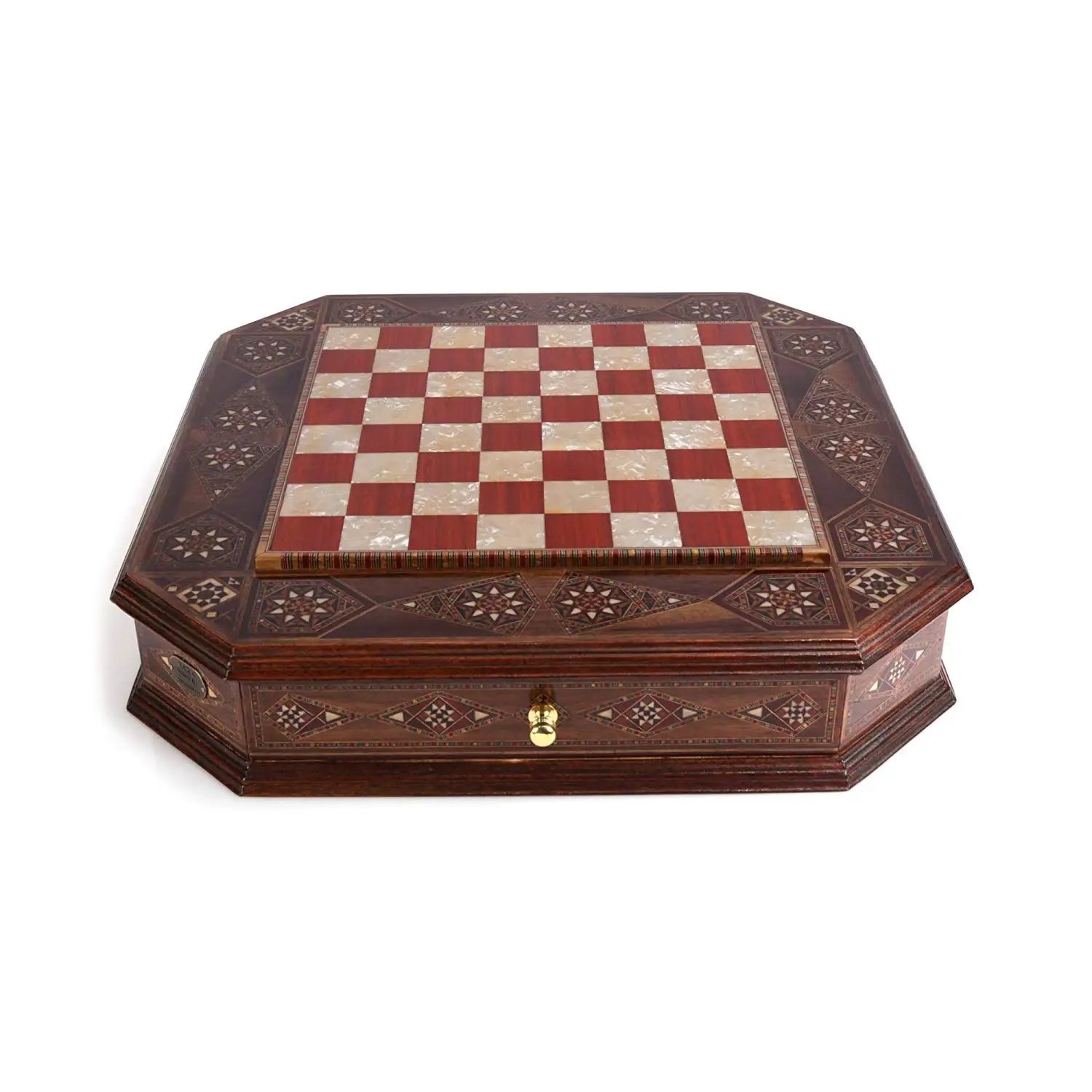 US $474.90 Handmade Natural Solid Wooden Chess Board with Rosewood Patterned on Board and Storage Inside