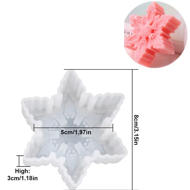 1Pcs 3D Christmas Decorations Snowflake Chocolate Mold DIY Fondant Baking Cooking Cake Decorating Tools Silicone Candle Mold MouldE