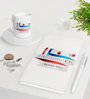 

Personalized French Teacher White Notebook Pen Turkish coffee Cup Seti-2