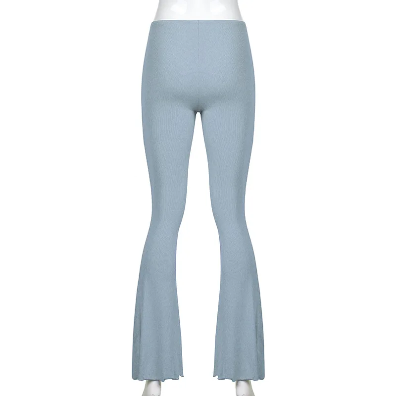 chino pants Vintage Girl Pants Hippie Low Waist Bell Bottoms for Women Solid Color Stretch Flare Trousers Ladies Fashion Flares capri leggings with pockets