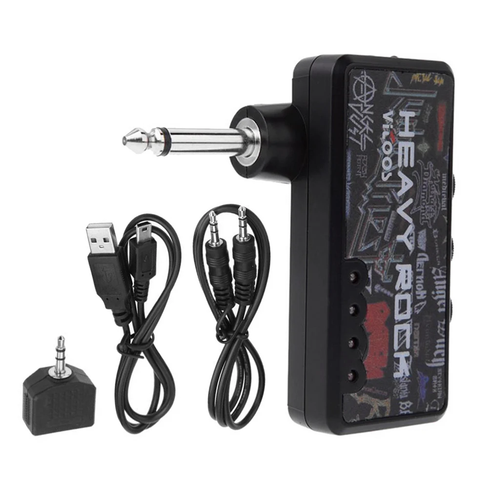 US $13.19 Mini Low Distortion Effector Headphone Amplifier Heavy Rock Home Audio Rechargeable Musical Instruments Electric Guitar Plug