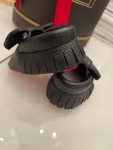 Zapatos suaves para bebé recién nacido, primeros pasos, niños y niñas, mocasines para bebé, franja de cuero PU, calzado de Navidad para cuna