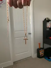 Collar sencillo con colgante de Cruz egipcia para mujer, gargantilla de aleación de Zinc, Estilo Vintage europeo, Color plateado