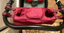 Organizador Universal de cochecito con portavasos aislado, bolsa de teléfono desmontable, correa de hombro, apto para cochecito