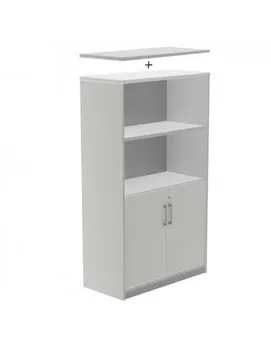

CABINET WITH DOORS LOW AND WITHOUT COVER COLOR ALUMINUM/BEECH 156 CM
