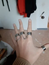 Anillos Punk de Hip Pop para mujer, cadena ajustable multicapa, cuatro anillos abiertos para dedos, anillos giratorios de aleación para mujer, regalo de fiesta