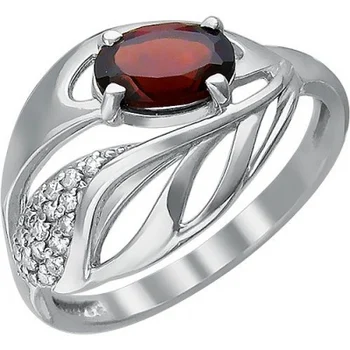 

Jewelry Tradition ring with garnet and cubic zirconia Silver