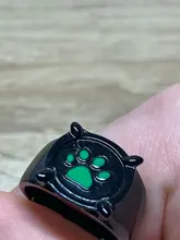 Anillos de gato negro de Anime para niños y niñas, joyería para disfraz, fiesta, regalo, estampado verde, esmalte, Pata de Gato