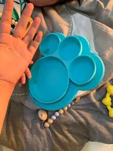 Plato de alimentación de silicona para bebé, vajilla de entrenamiento sin BPA con succión para niño, platos coloridos con bonitos dibujos de oso