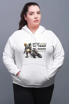 

Angemiel Wear Pro Flat Track White Women 'S Hooded Sweatshirt