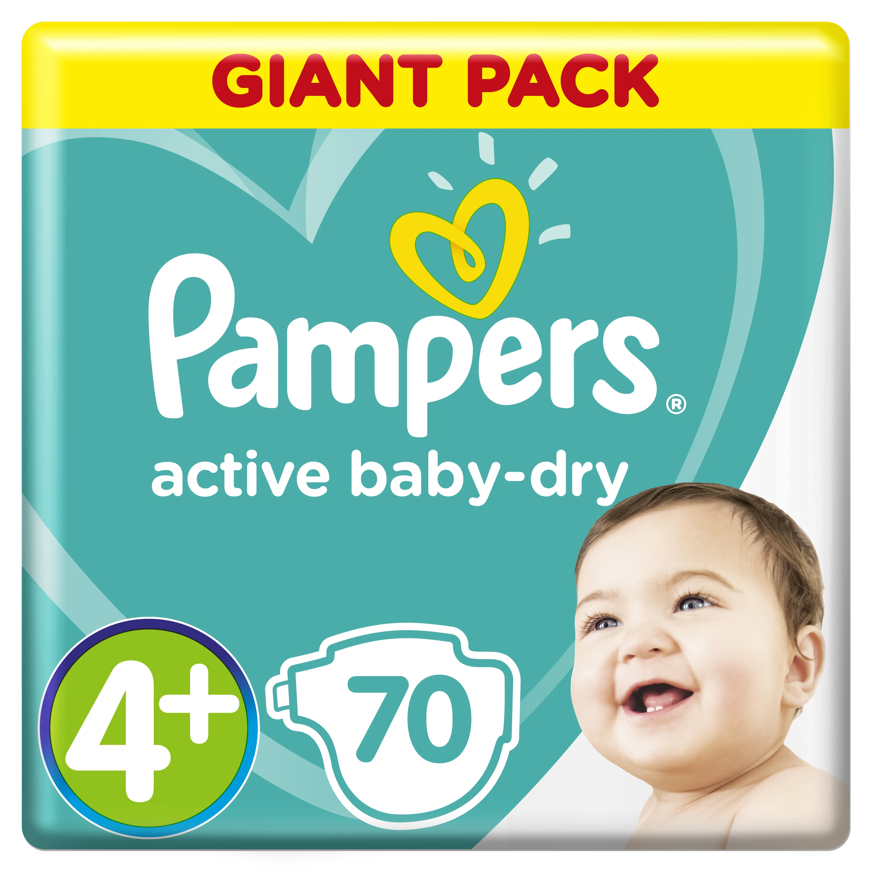 Подгузники Pampers Active Baby-Dry 10–15 кг, размер 4+, 70шт