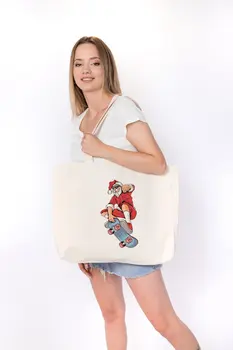 

Angemiel Bag Large Skateboard Süren Santa Claus Tote Shopping Beach Bag