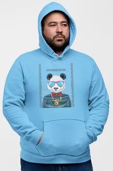 

Angemiel Wear Glasses Photo Machine Holidaymaker Panda Blue Men 'S Hooded Sweatshirt