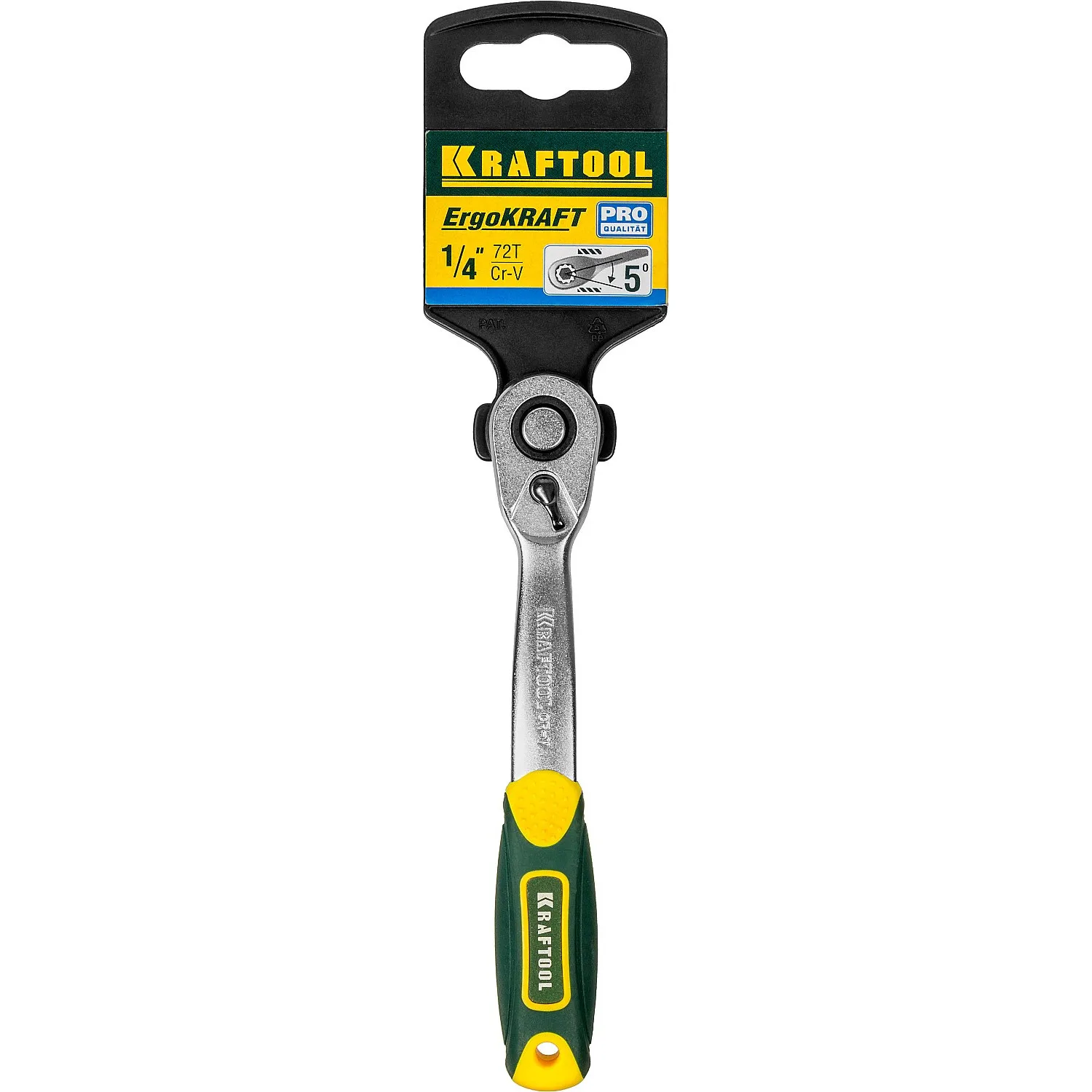 Трещотка для торцовых головок KRAFTOOL 1/4", 72 зубца, Cr-V сталь 27795-1/4_z02