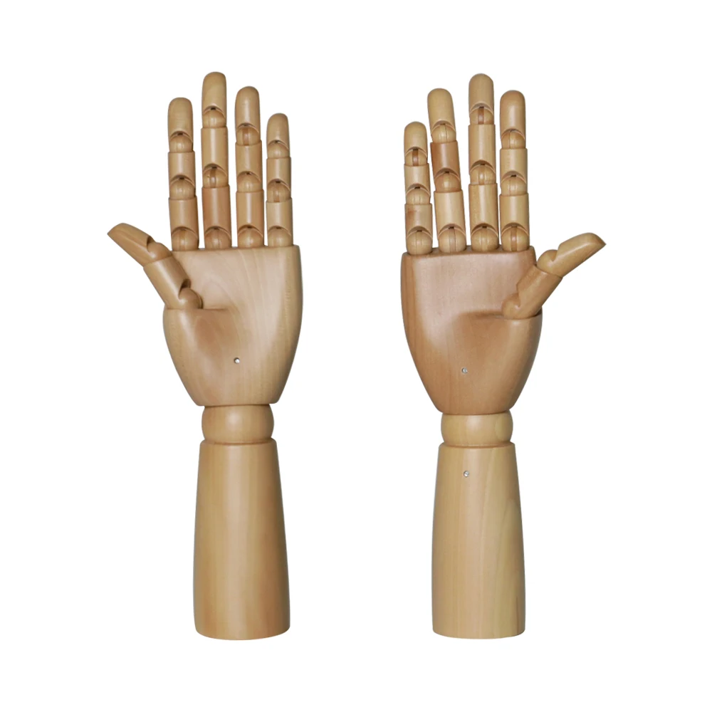 

DE-LIANG Wooden Hand Mannequin For Nails Flexible Movable Fingers Manikin Arms Jewelry Display Props Artist Model