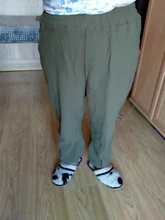 Pantalones bombachos de lino y algodón para mujer, hasta el tobillo Capris largos, con cintura elástica, para primavera y verano, 2021