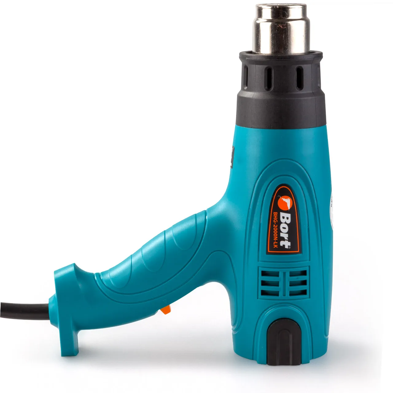 Фен технический Bort BHG-2000N-LK (мощность 2000 Вт, 3 режима работы, 600 °С, 4 насадки, кейс)