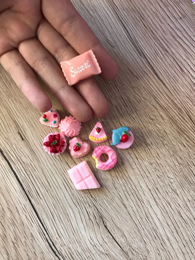 10PCS DIY Slime Charms With Candy Sugar Chocolate Cake Resin