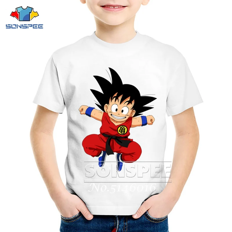 SONSPEE Dragon Ball, аниме Гоку, детские футболки с 3D принтом, детская белая футболка с короткими рукавами с героями мультфильмов, летние повседневные футболки для малышей, t140 - Цвет: 3
