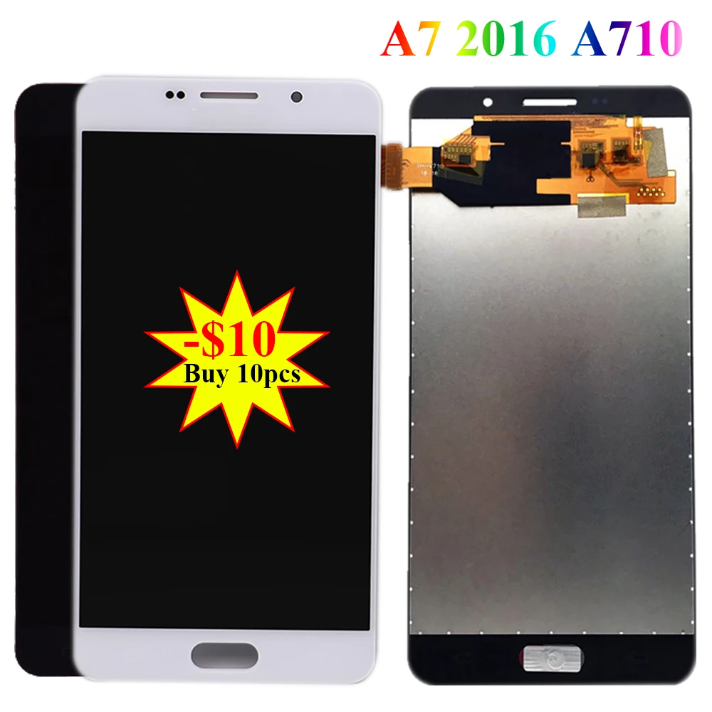 5," ЖК-дисплей для Samsung Galaxy A7 A710 A710F A710M ЖК-дисплей Сенсорная панель дигитайзер монтажный модуль Pantalla Замена
