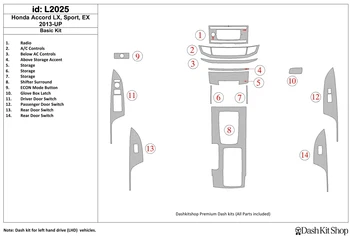 

Interior lining for Honda Accord 2013-UP. Set L2025.