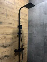 Bathroom Faucet Black Rain Shower Head Thermostatic Bath Faucet Wall Mounted Bathtub