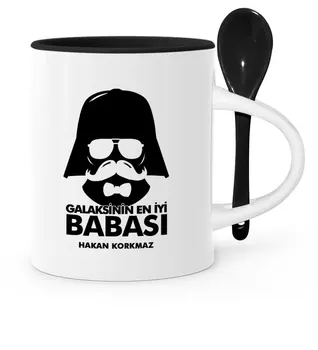 

Father's Day Custom Galaxy Best Father Black Spoon Mug Cup-1
