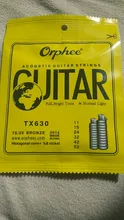 Orphee-cuerdas de guitarra acústica TX630 011-052, núcleo Hexagonal + 8% níquel, bronce brillante, accesorios para guitarra Extra ligeros